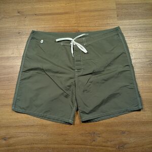 Sundek Iconic Taffeta Swim Trunks Mens SZ 40 Green Stretch Waist Beach